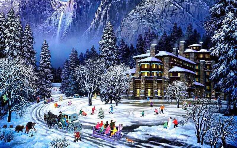 People in Winter Resort