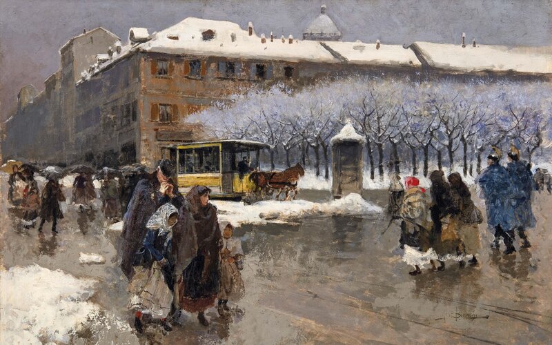 People in Winter Street — White