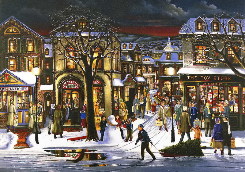 People in Winter Town — White