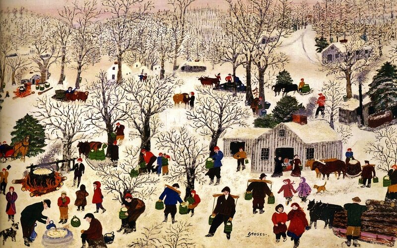 People in Winter Village — White