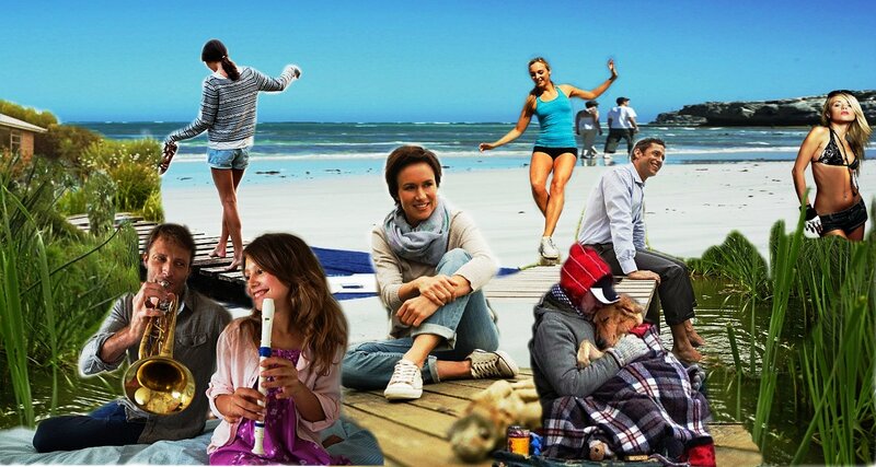 People on a Beach — Blue, Lively