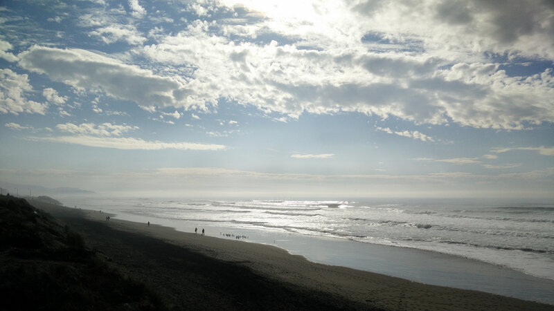 People on a Beach — Blue, Serene, Afternoon