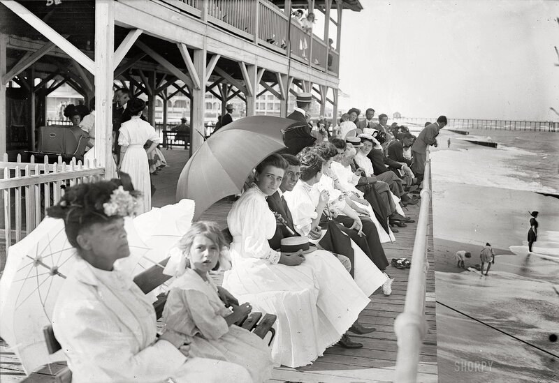 People on a beach pier