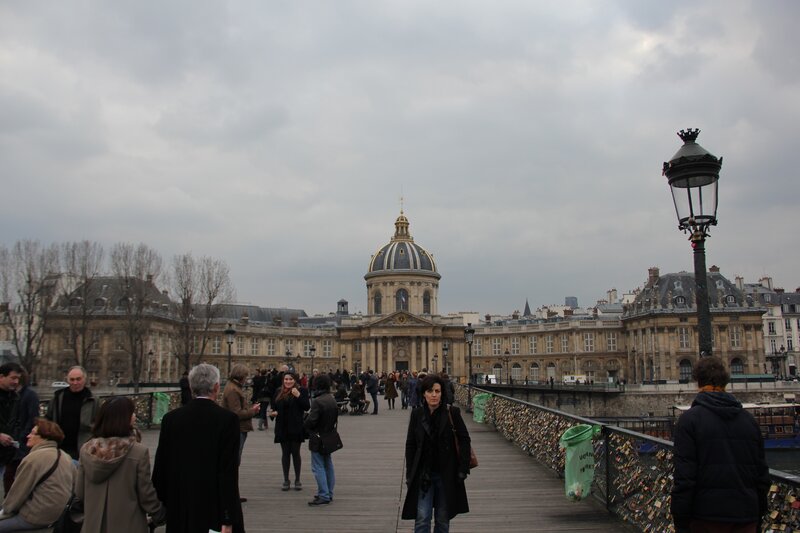 People on a bridge in Paris