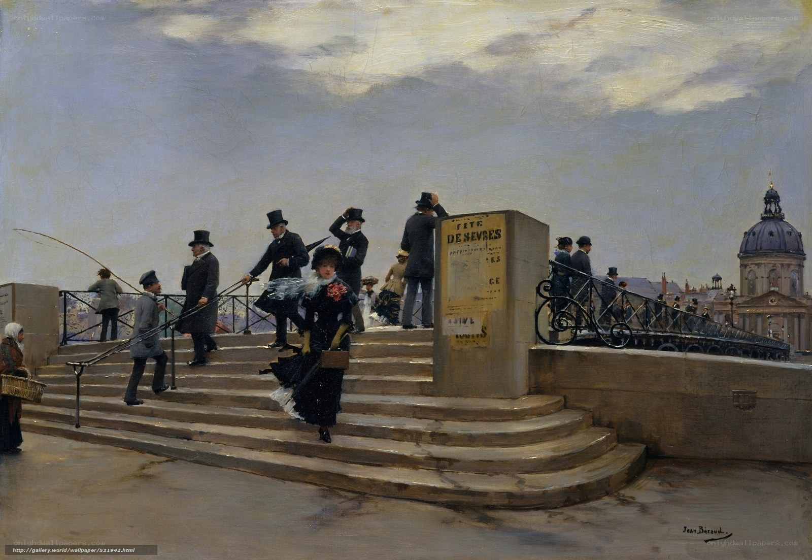 People on a Bridge in Paris