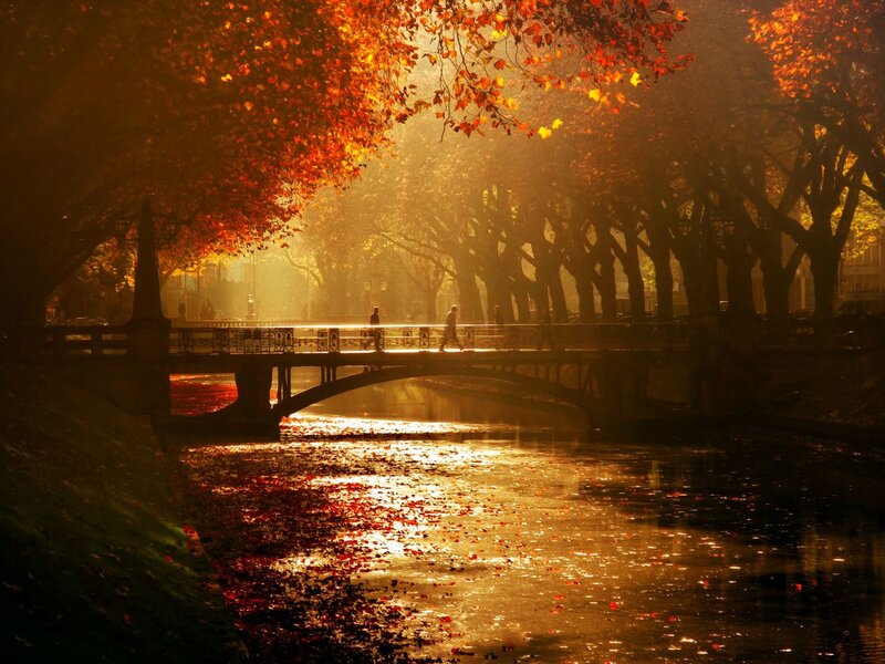 People on a Bridge — Orange