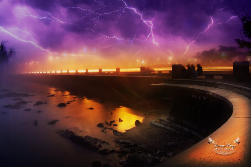 People on a Bridge — Purple