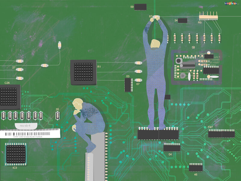People on a circuit board