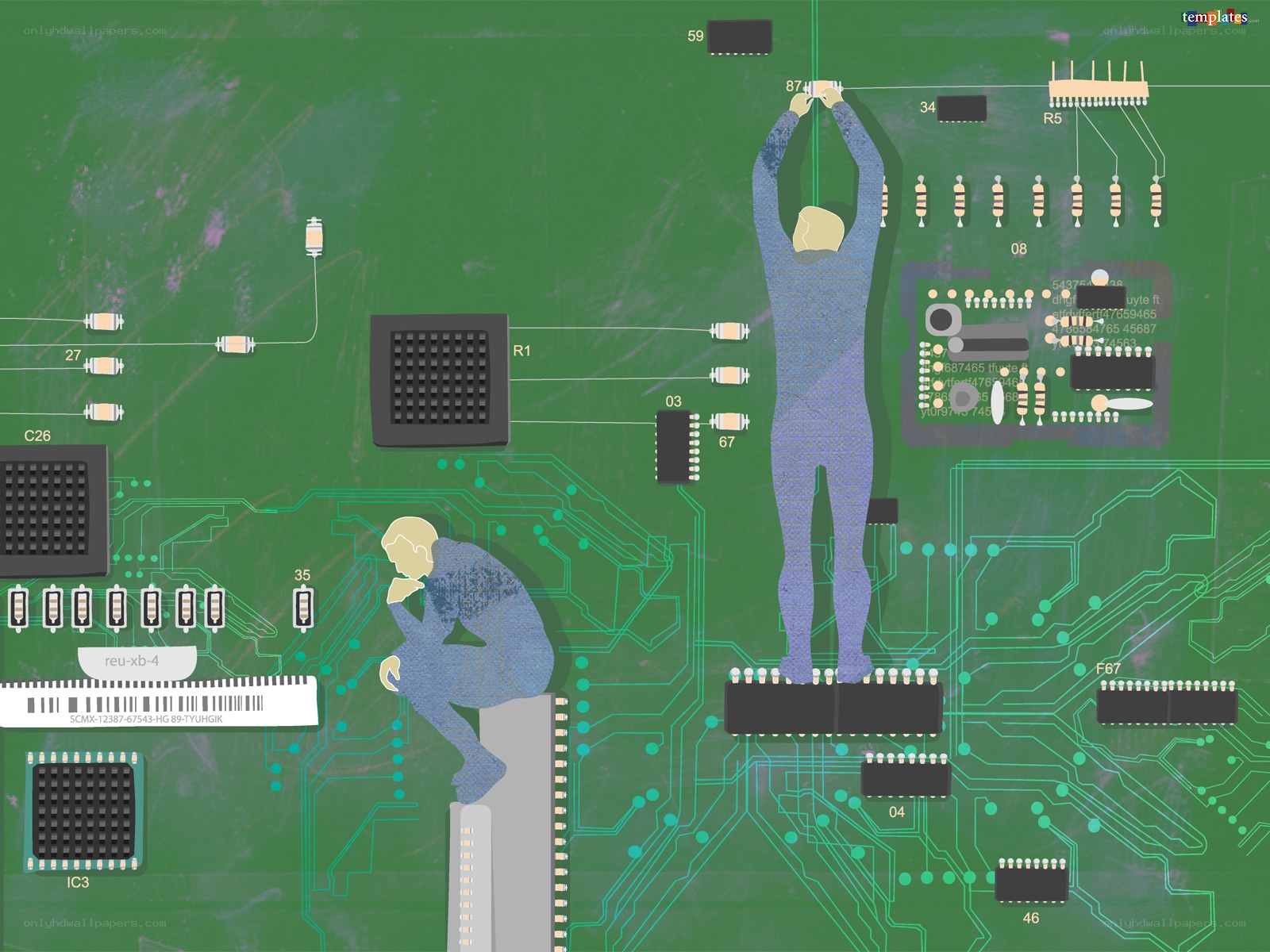 People on a circuit board