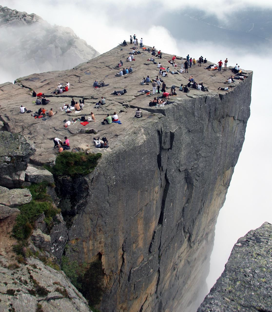 People on a cliff edge