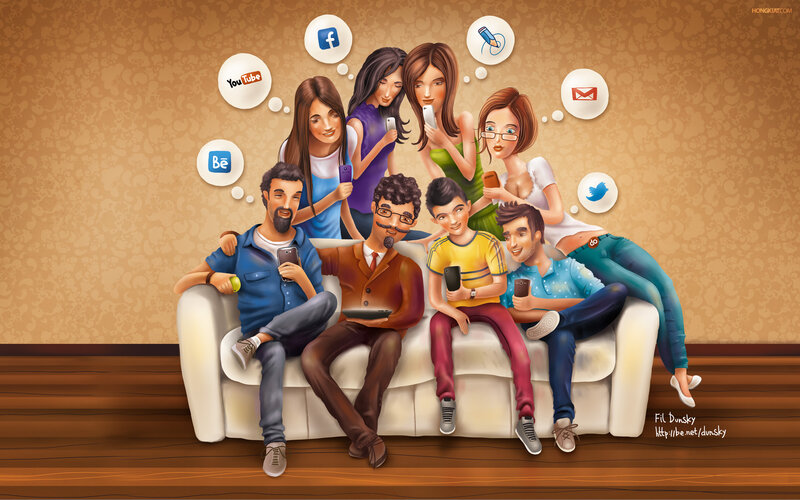 People on a Couch — Brown