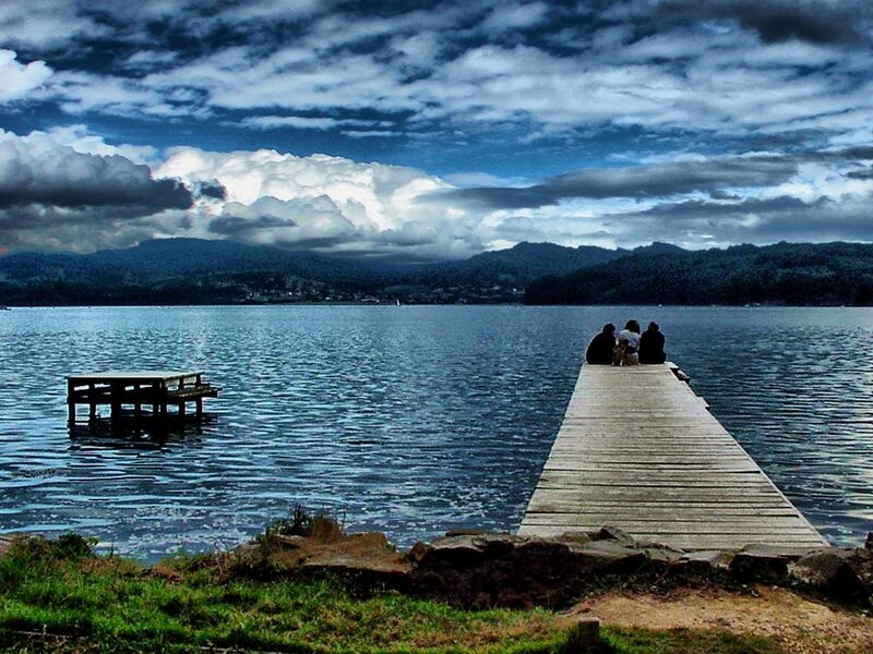 People on a Dock — Blue
