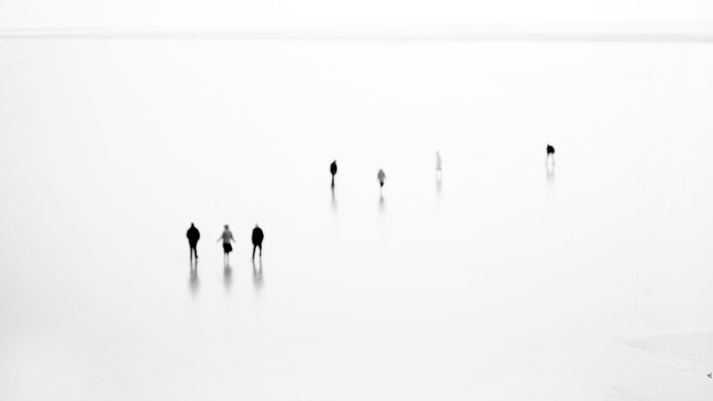 People on a frozen lake