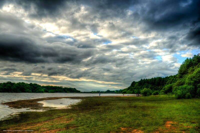 People on a Lake Shore — Green