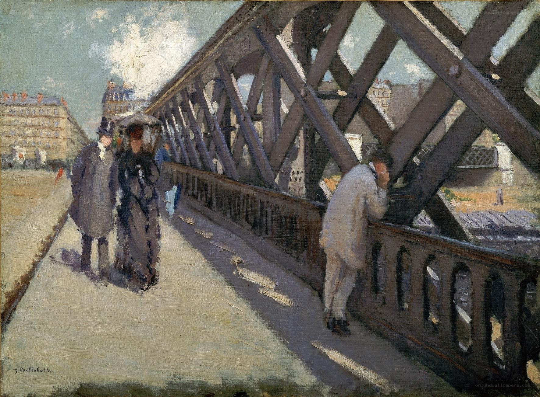 People on a metal bridge