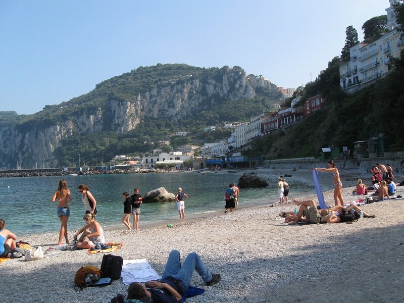 People on a Pebble Beach — Blue