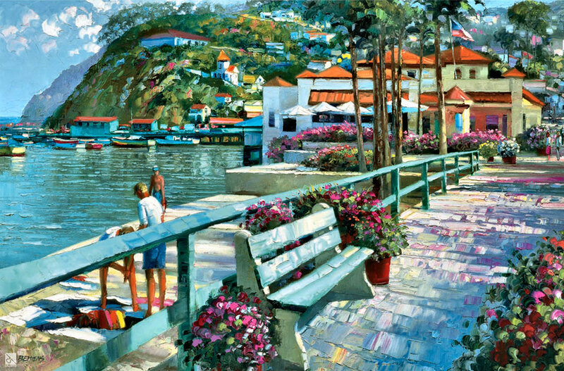 People on a Pier — Blue, Serene, Afternoon