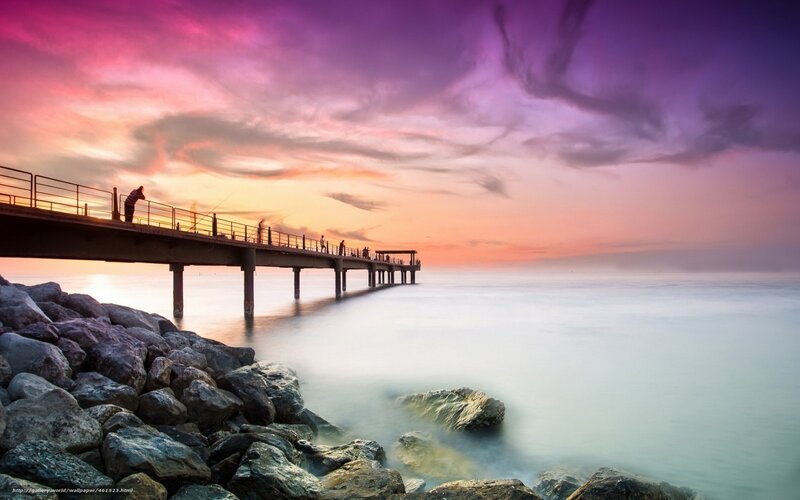 People on a Pier — Purple