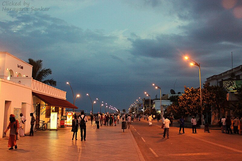 People on a Promenade — Blue, Calm