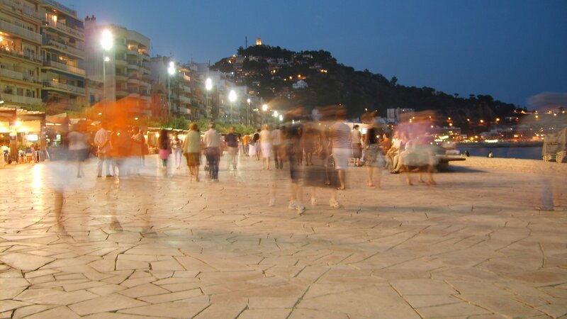 People on a Promenade — Blue