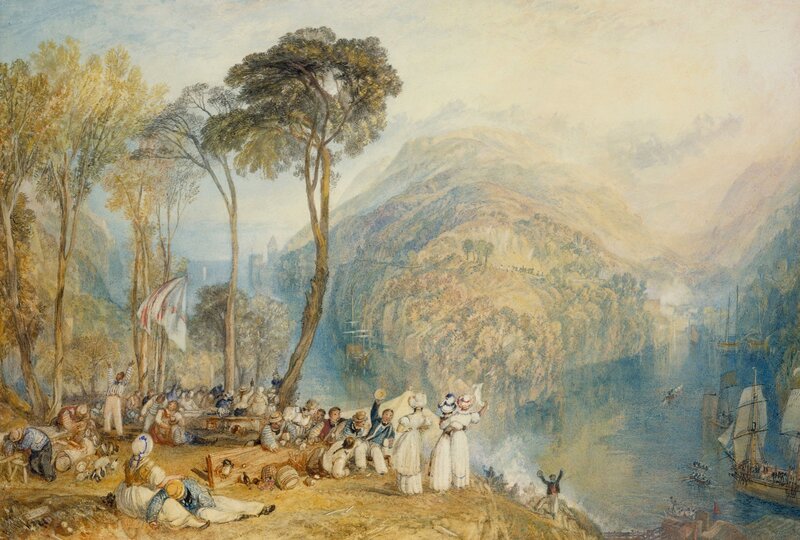 People on a Riverbank — Blue
