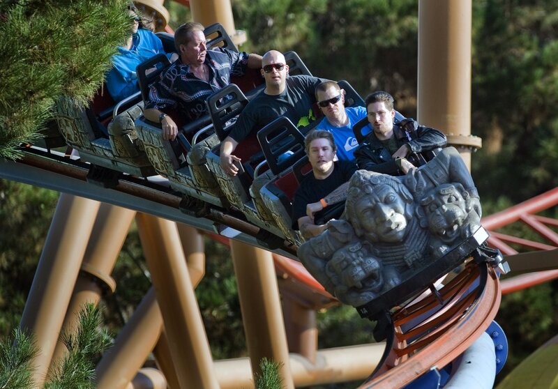 People on a roller coaster