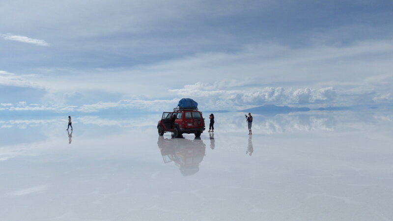 People on a salt flat