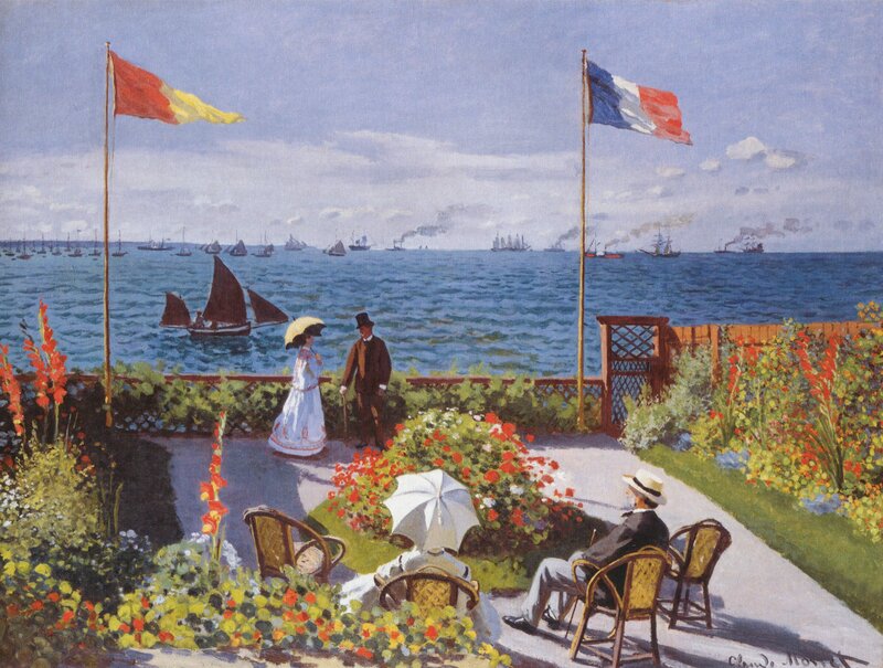 People on a Seaside Terrace — Blue