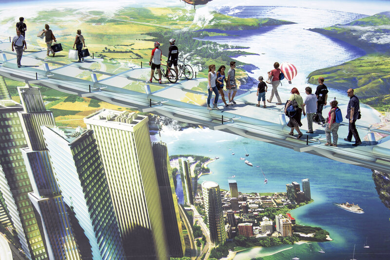 People on a Sky Bridge — Green