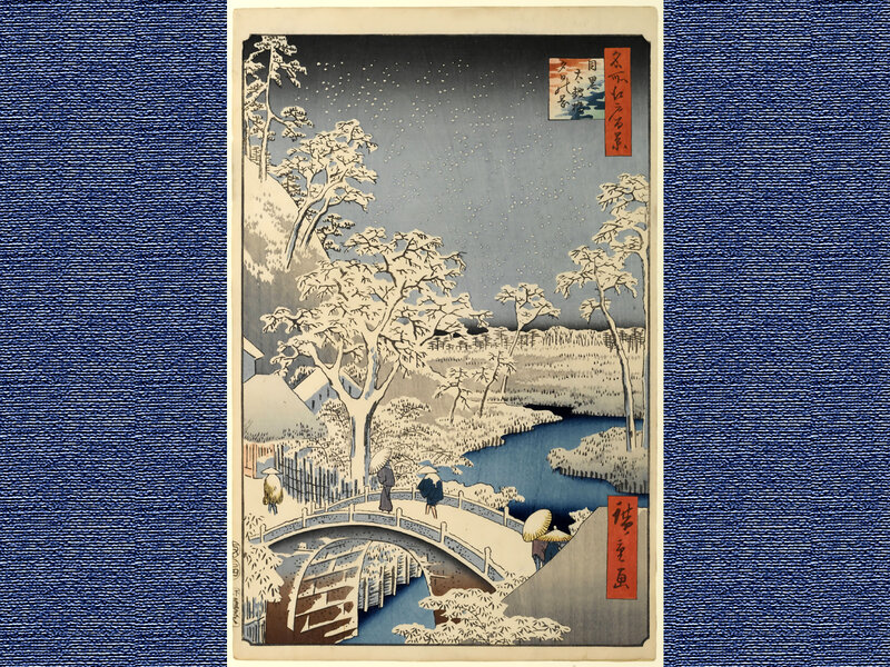 People on a Snowy Bridge
