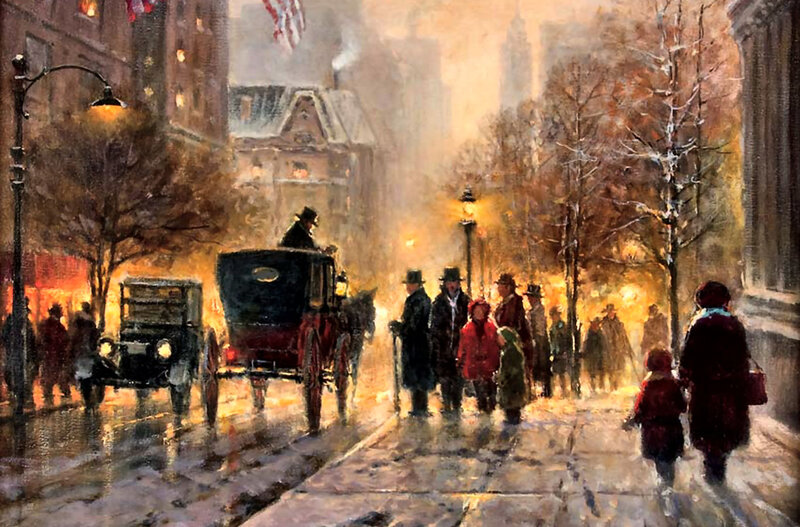 People on a Snowy Street