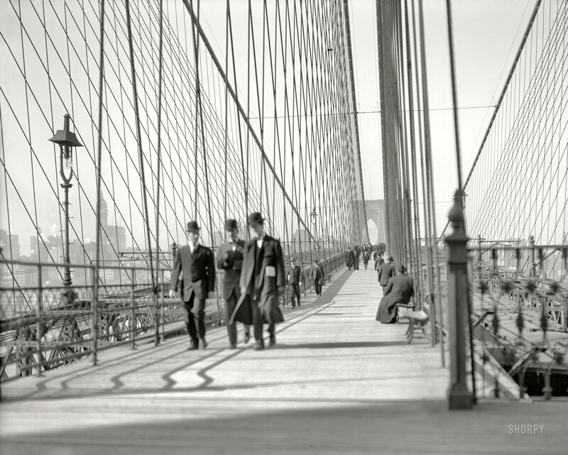 People on a suspension bridge