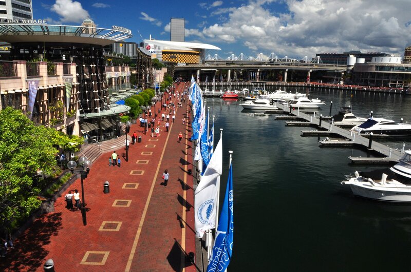 People on a Waterfront Promenade