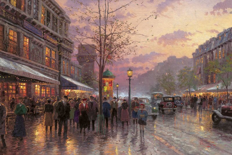 People on a Wet Street — Purple