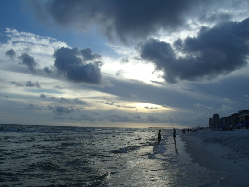 People on Beach at Dusk