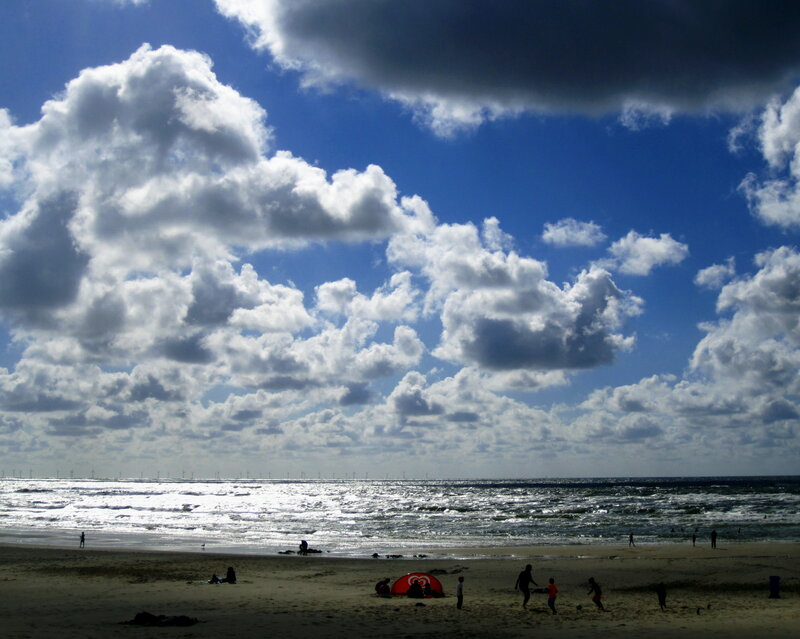 People on Beach — Blue, Dramatic