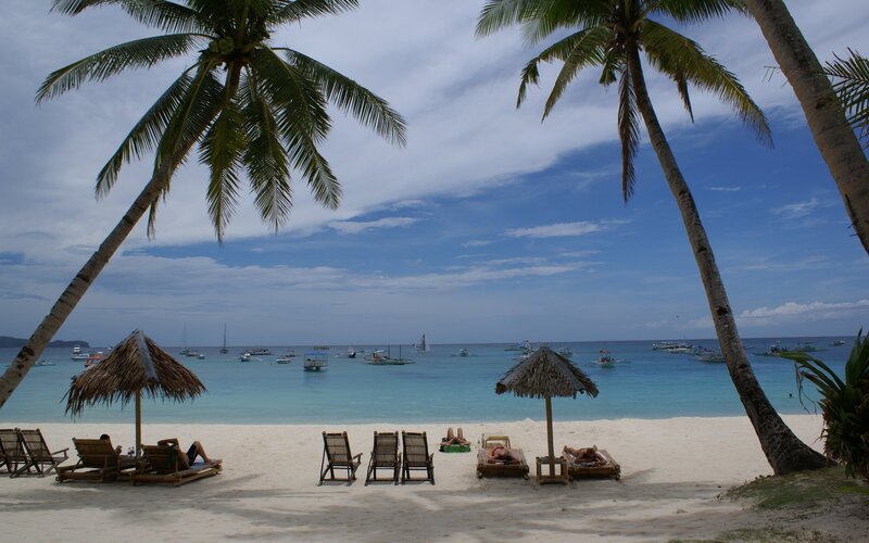 People on Beach — Blue, Relaxed