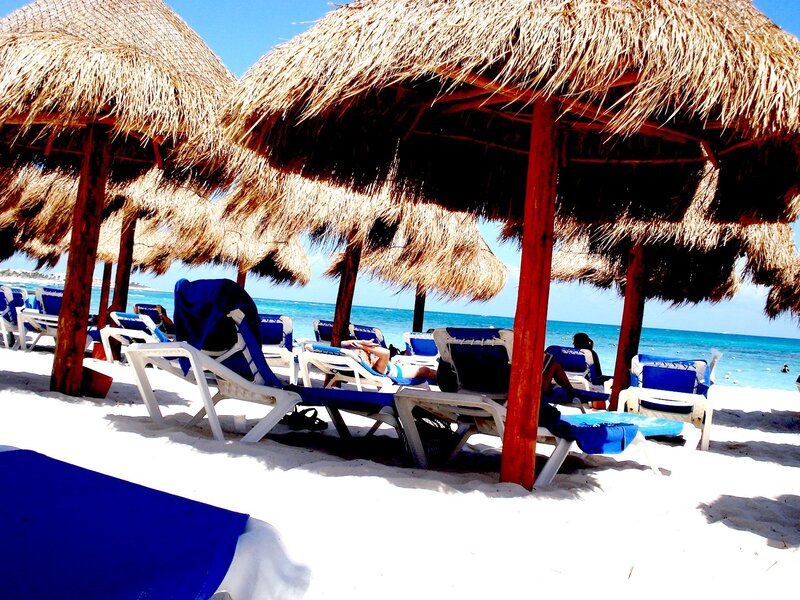 People on Beach Chairs — Blue, Relaxed, Afternoon