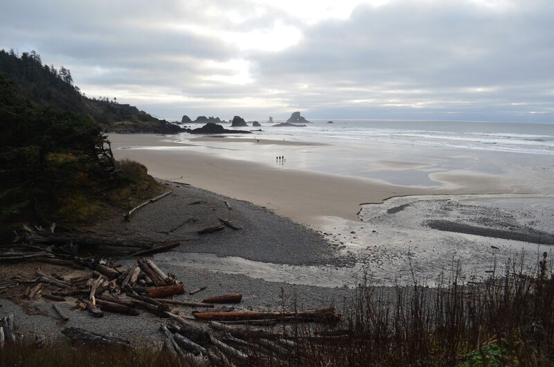 People on Beach — Gray