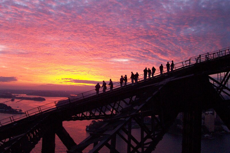 People on Bridge Walkway
