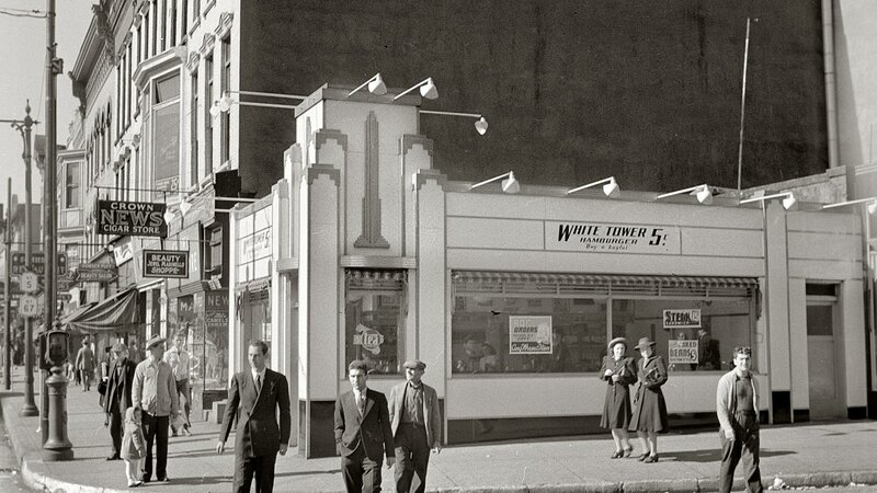 People on City Street — Black, Historical