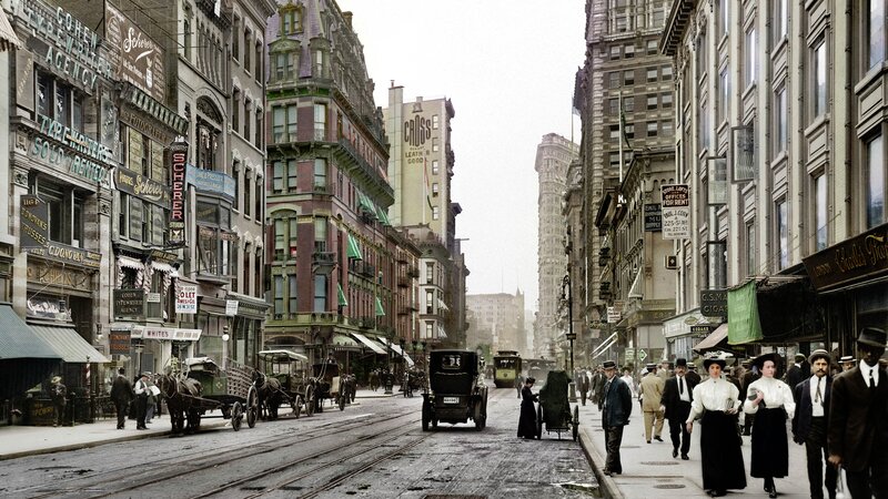 People on City Street — Gray