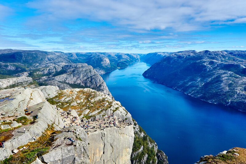 People on Cliff Edge — Blue, Dramatic