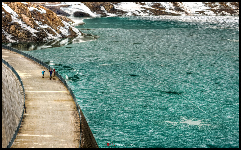 People on Dam Walkway