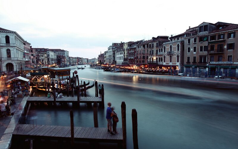People on Dock at Dusk