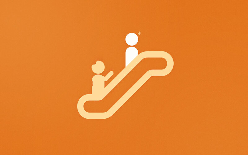 people on escalator icon