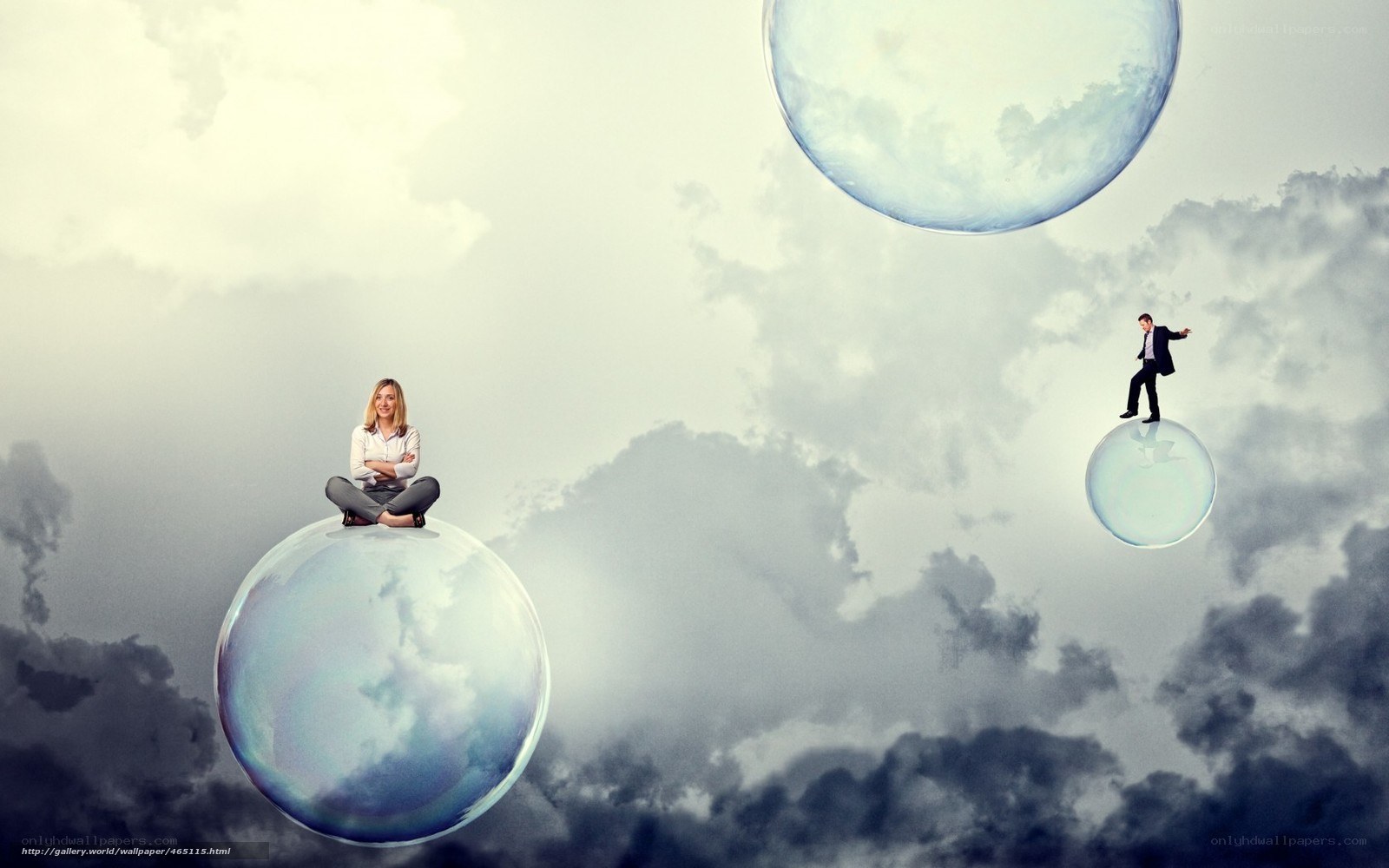 People on floating bubbles