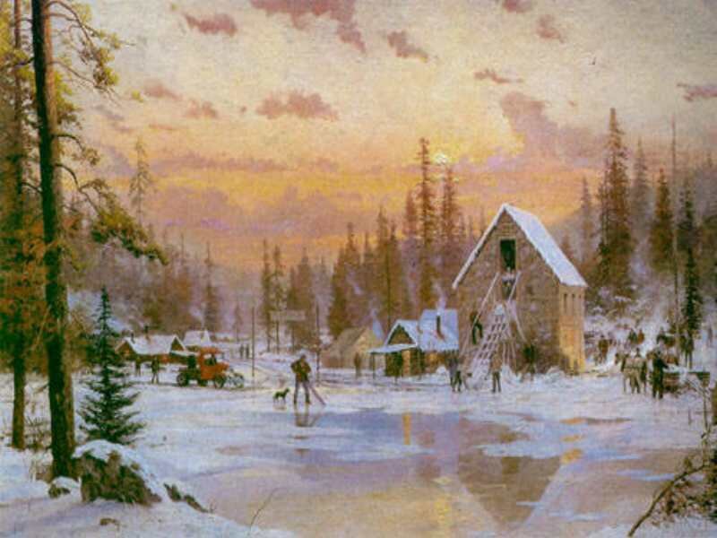 People on Frozen Lake — Yellow
