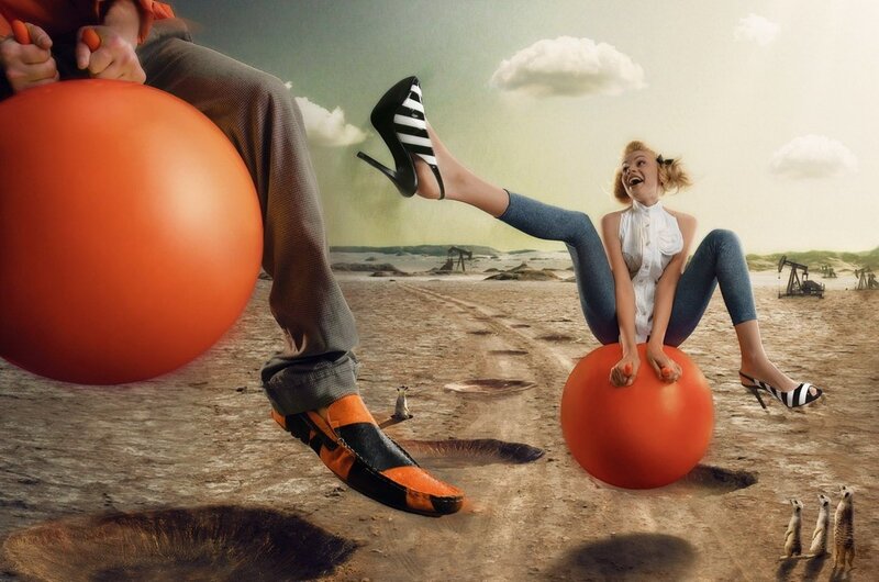 People on giant exercise balls