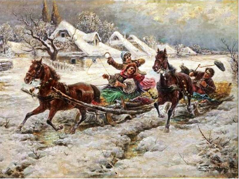 People on Horse-drawn Sleighs